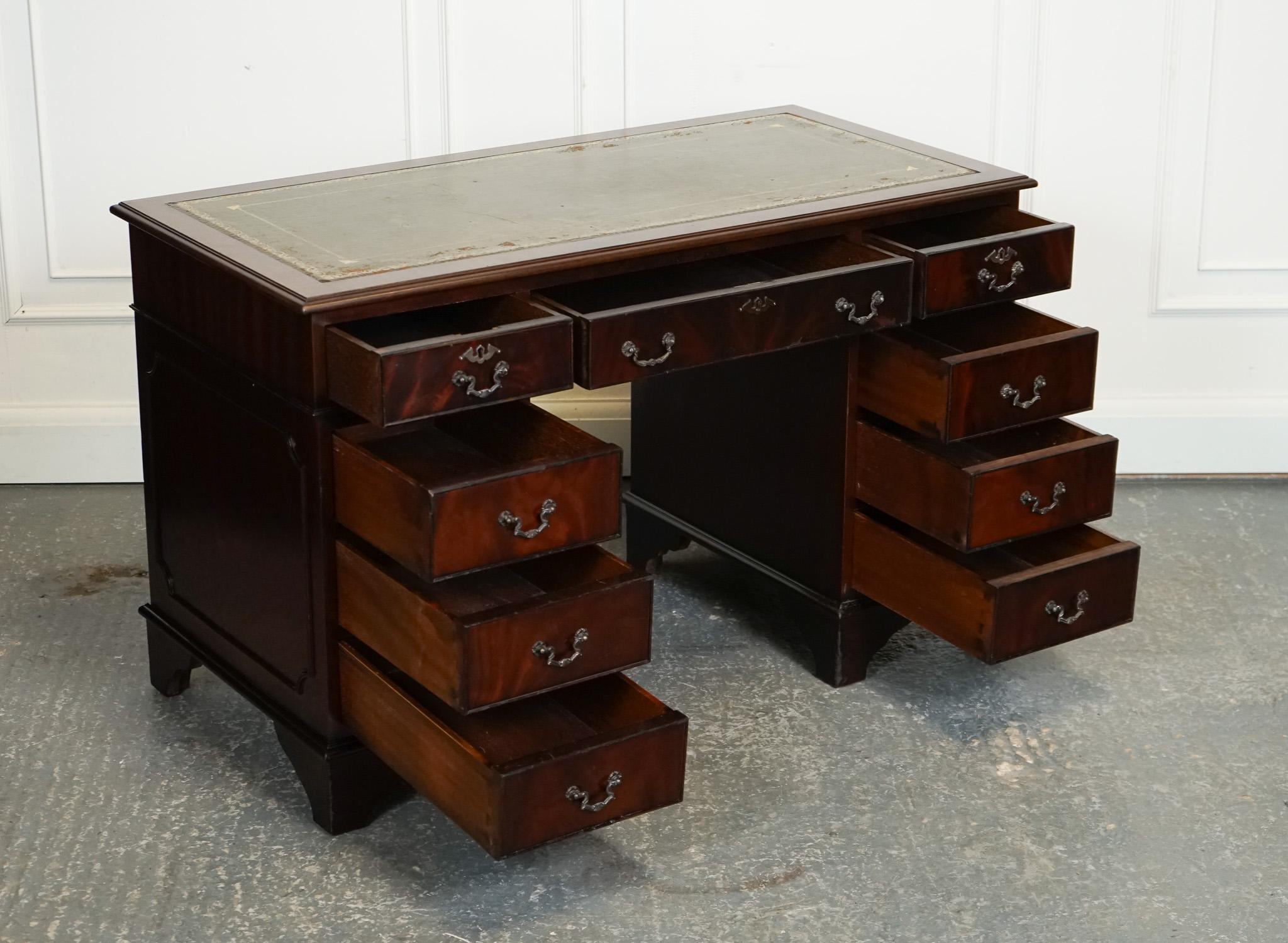 Antiques of London



We are delighted to offer for sale this Gorgeous Vintage Hunter Green Leather Top Pedestal Desk.

Are you searching for the perfect desk that combines vintage elegance with practicality? Look no further than this gorgeous