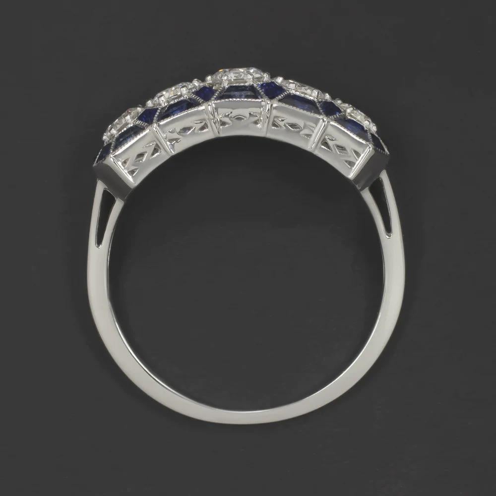 Art Deco Gorgeous  Diamond and Sapphire Cocktail Ring For Sale
