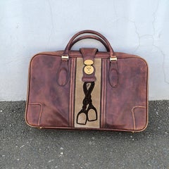 Gorgeous Vintage Italian Valigeria Principe Leather Suitcase, Travel Bag