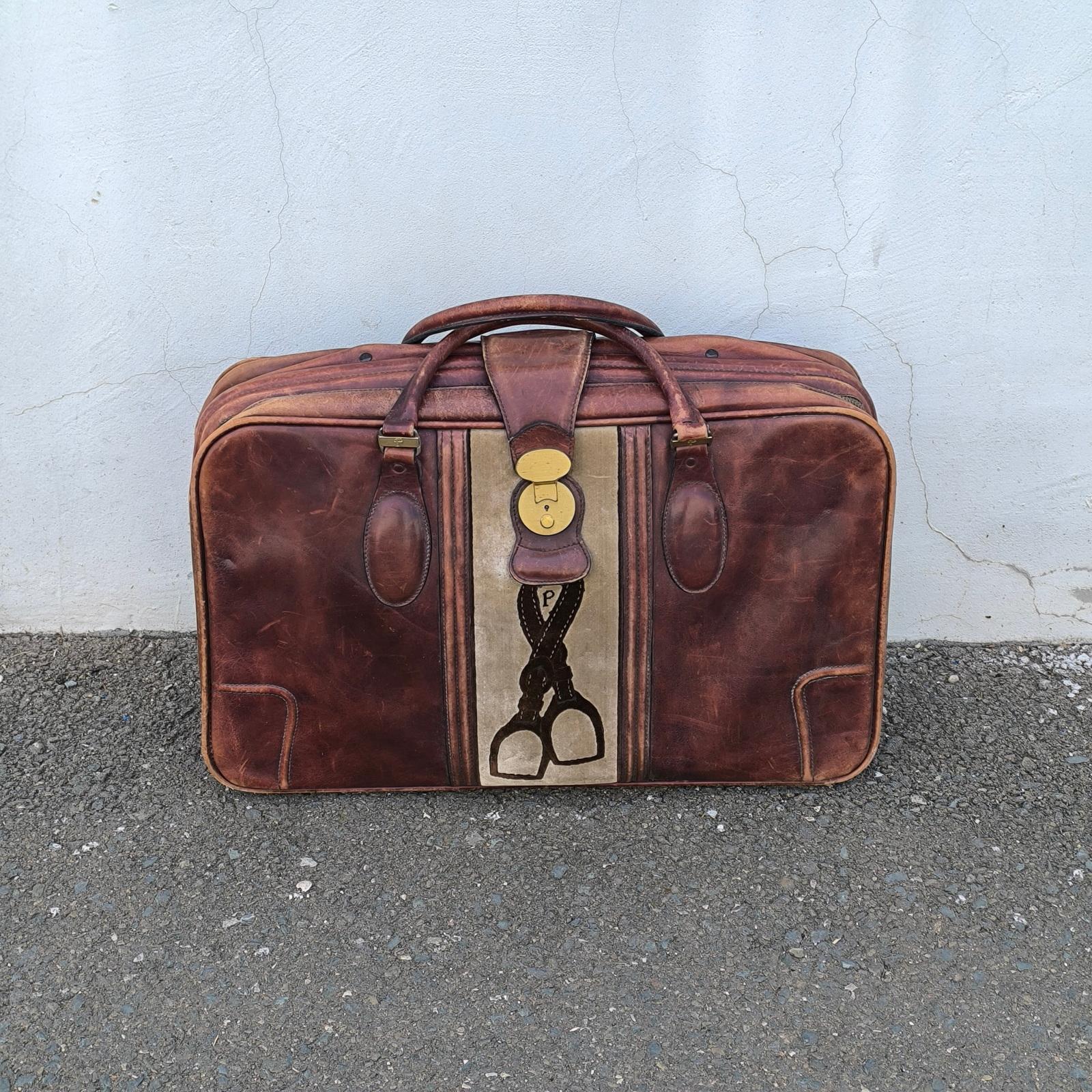Preciosa maleta de viaje de piel italiana vintage Valigeria Principe Italiano en venta