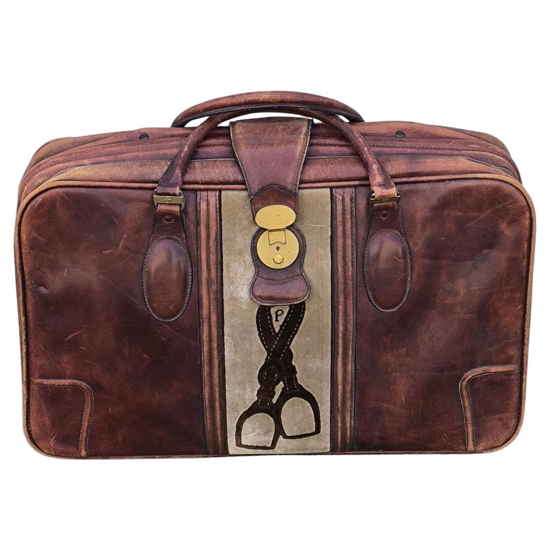Gorgeous Vintage Italian Valigeria Principe Leather Suitcase, Travel Bag