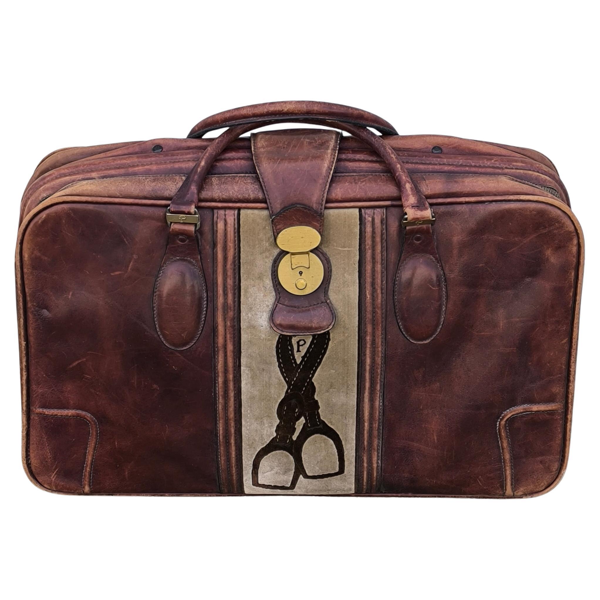 Splendida valigia in pelle Valigeria Principe vintage, borsa da viaggio