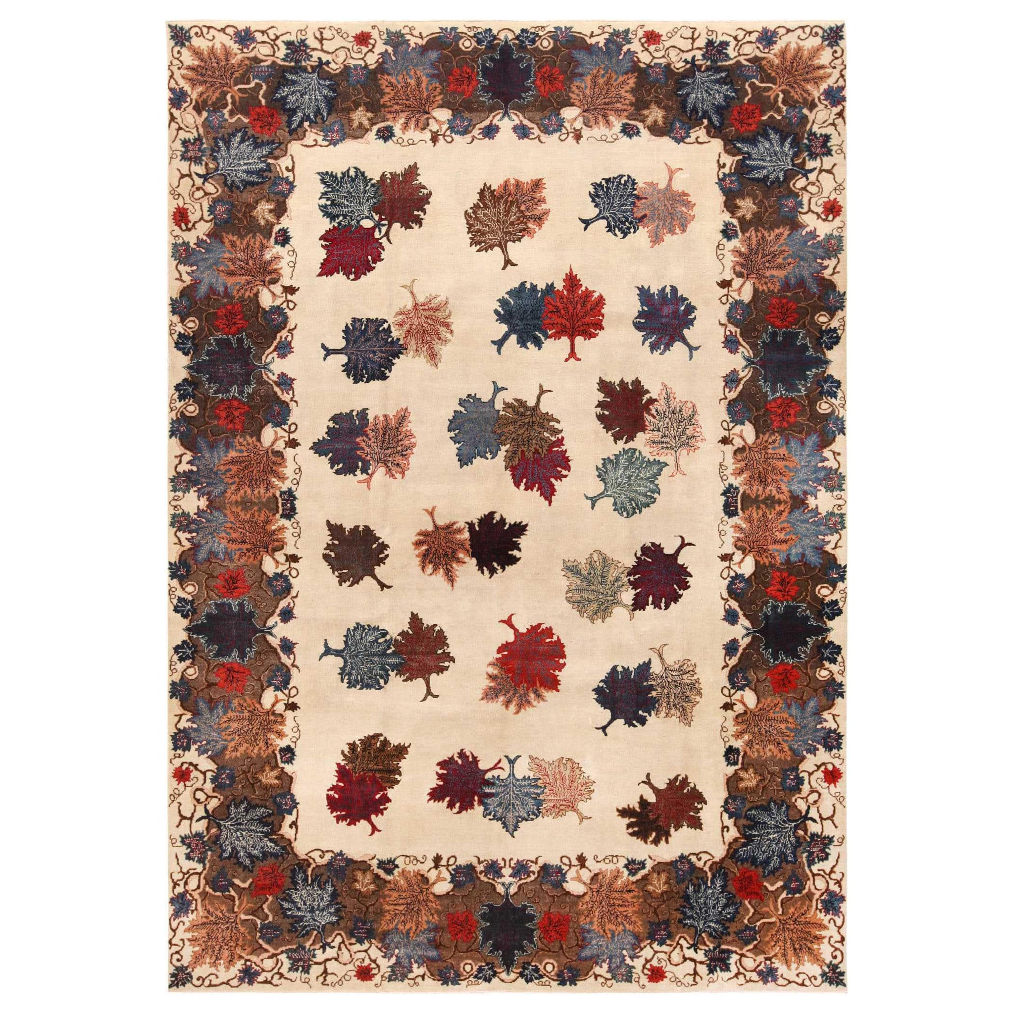 Preciosa Alfombra Persa Khorassan Vintage de Fondo Marfil 7'9" x 10'10"