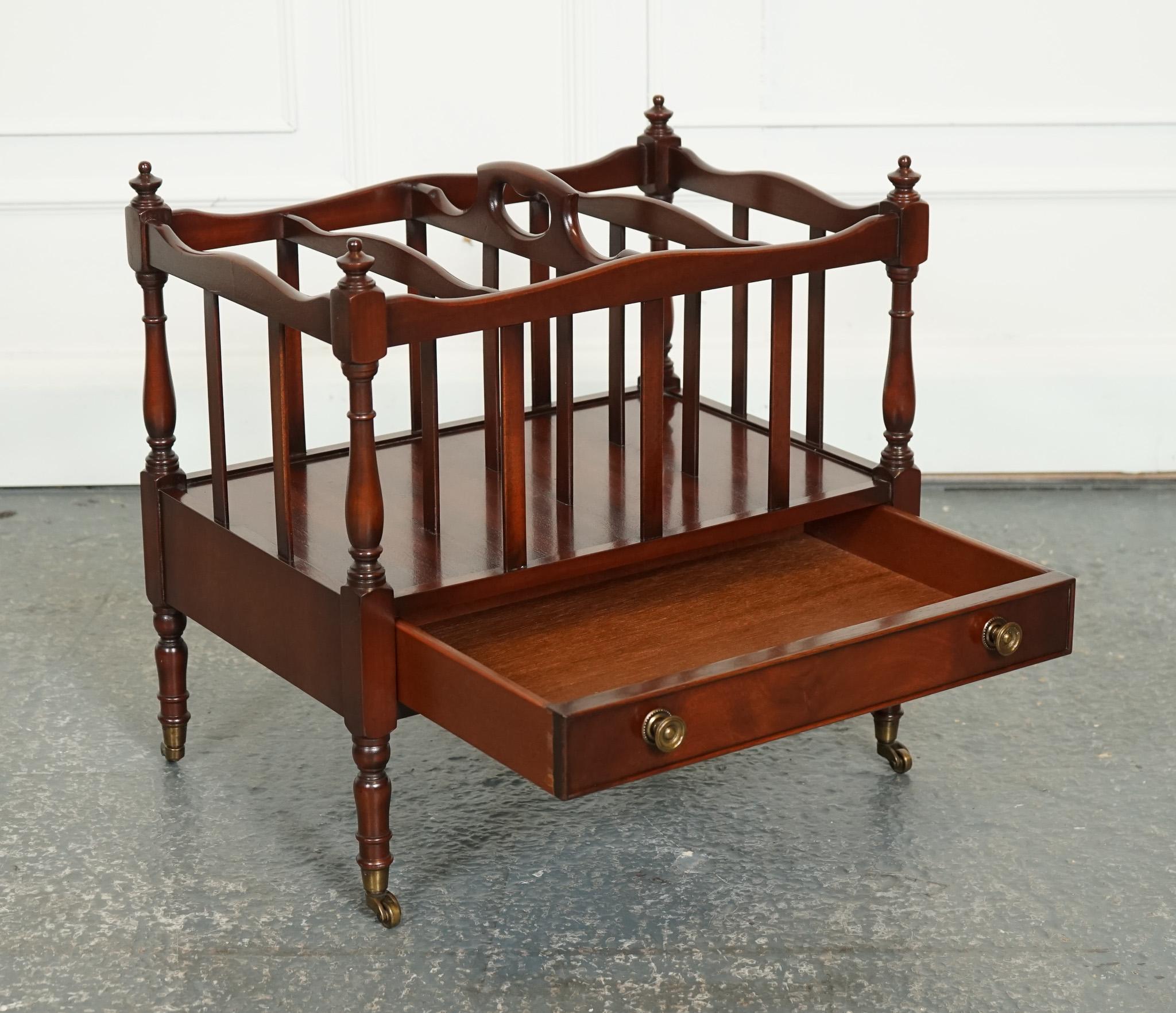 We are delighted to offer for sale this Lovely Vintage Canterbury Magazine Rack.

A gorgeous vintage mahogany Canterbury newspaper rack is a timeless piece that exudes elegance and sophistication. This Canterbury, also known as a music or magazine