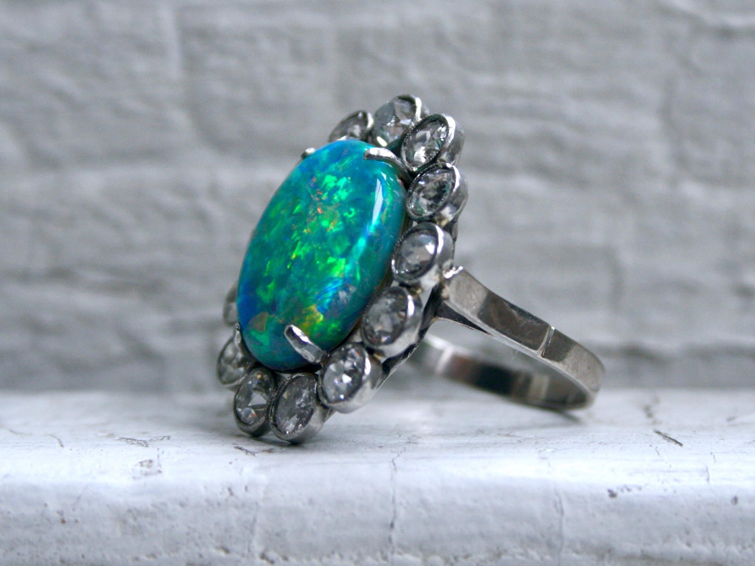 opal and platinum ring