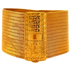 Gorgeous Vintage Pair of 22K Yellow Gold Ribbon Bracelets