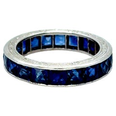 Wunderschöner Vintage Platin Saphir Eternity Ehering - 9.00ct.