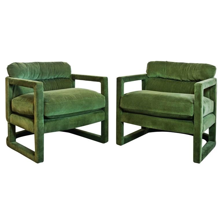 Gorgeous Vintage Sculptural Parsons Chairs by Drexel For Sale