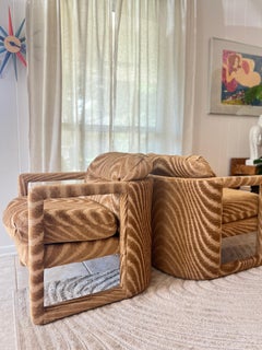 Gorgeous Vintage Sculptural Parsons Chairs by Drexel in Schumacher Velvet