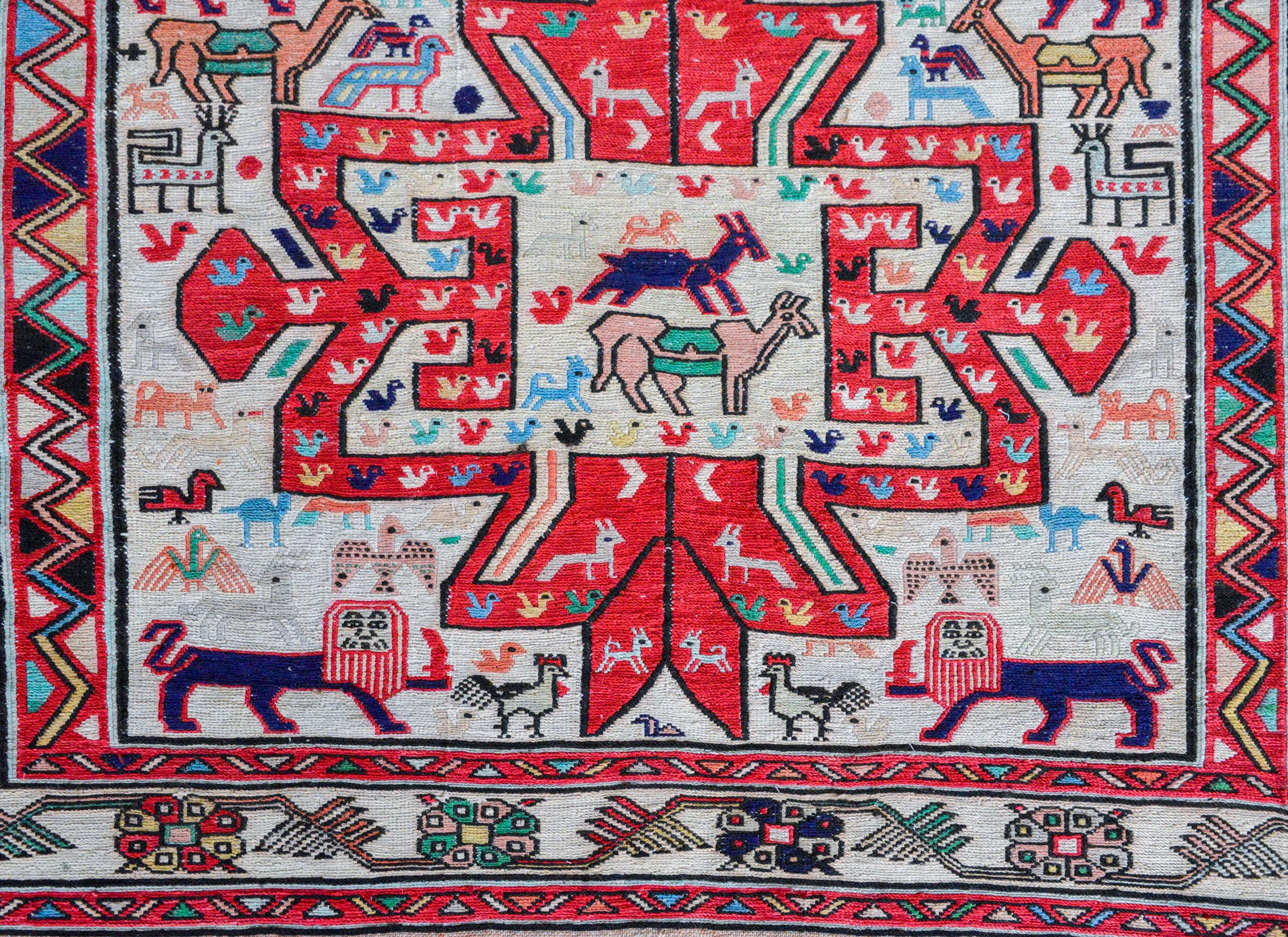 Wunderschöner Vintage-Soumak-Teppich (Persisch) im Angebot