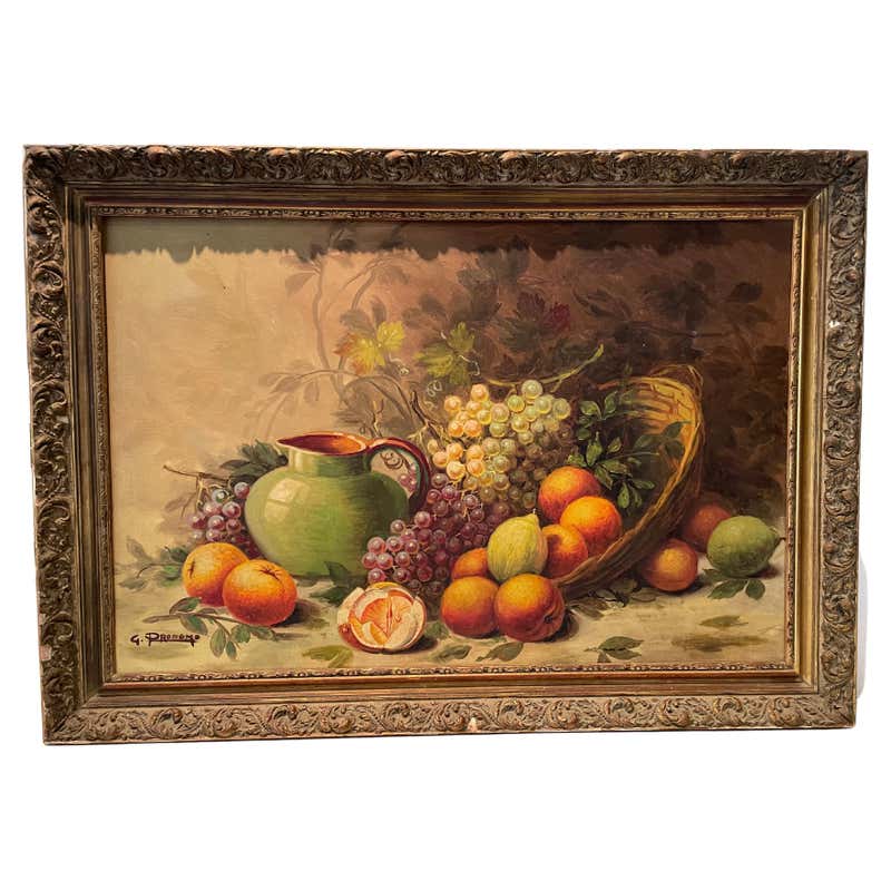 Gorgeous Vintage Original Italian Still Life of Fruit and Pitcher For ...