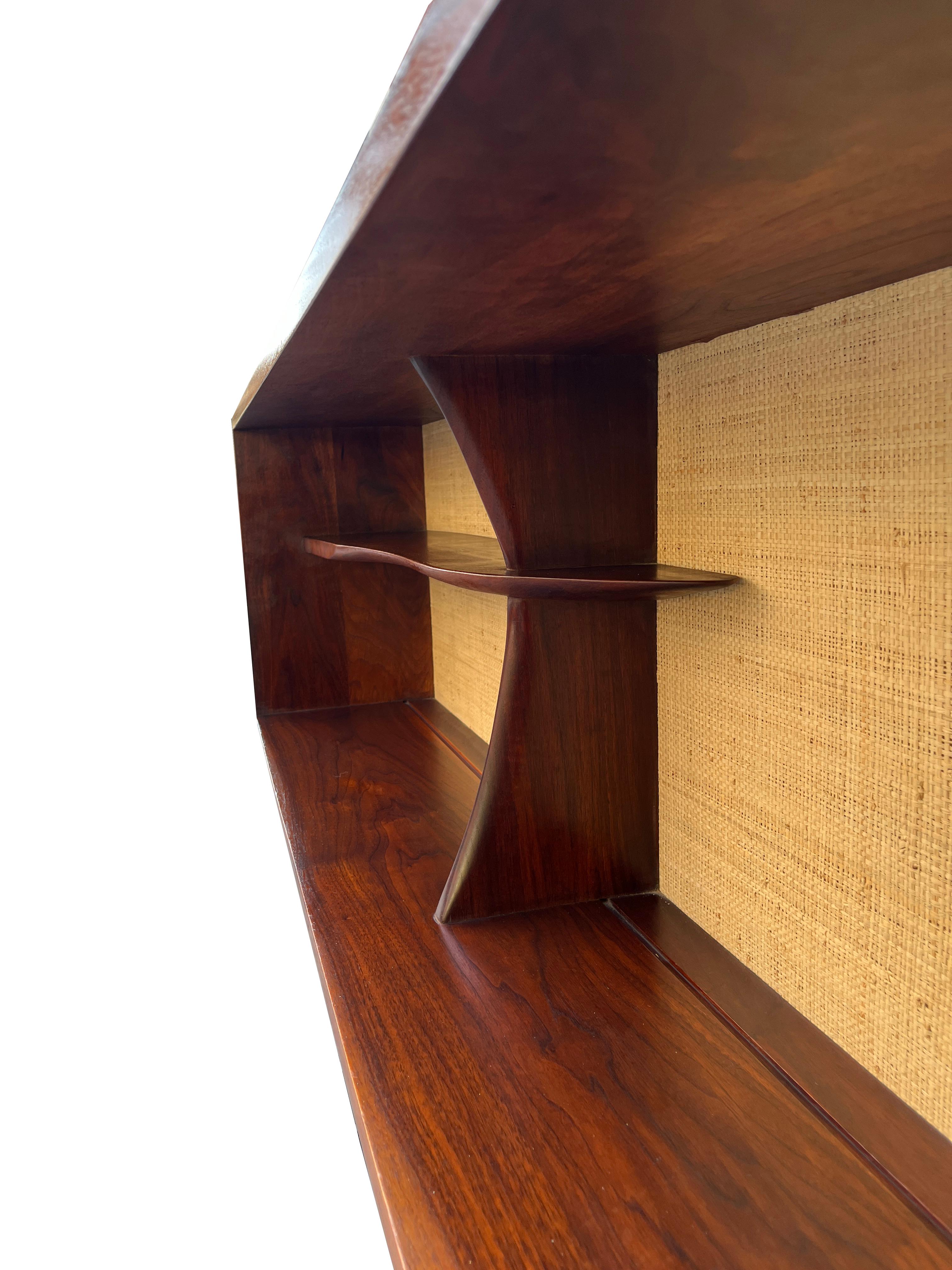 Walnut Gorgeous Wall HangingDisplay Shelf by Phillip Lloyd Powell For Sale