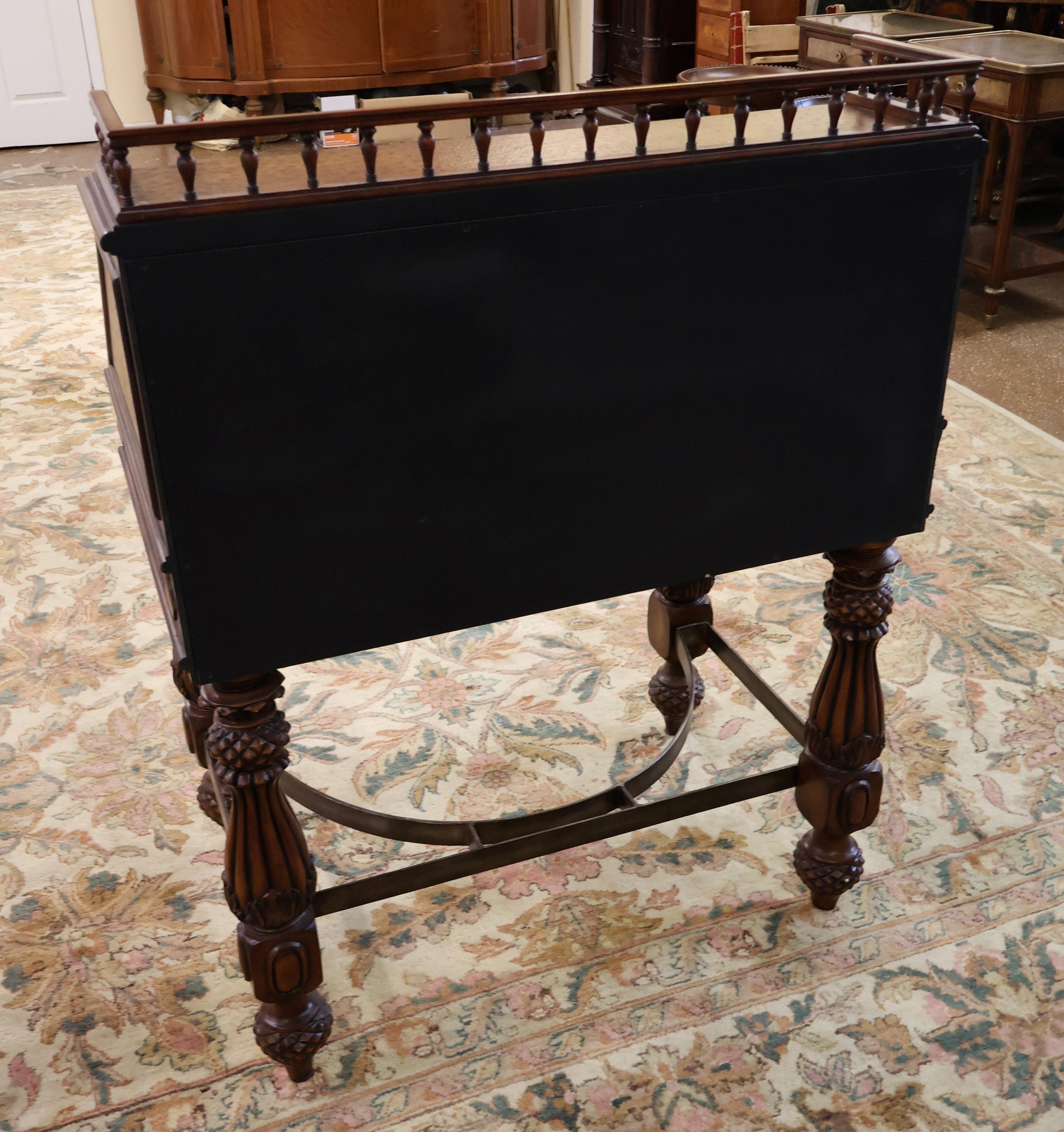 Gorgeous Walnut And Ostrich Leather Slant Front Secretary Desk For Sale 5