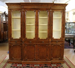 Gorgeous Walnut Georgian Style Hickory White China Cabinet Bookcase Breakfront