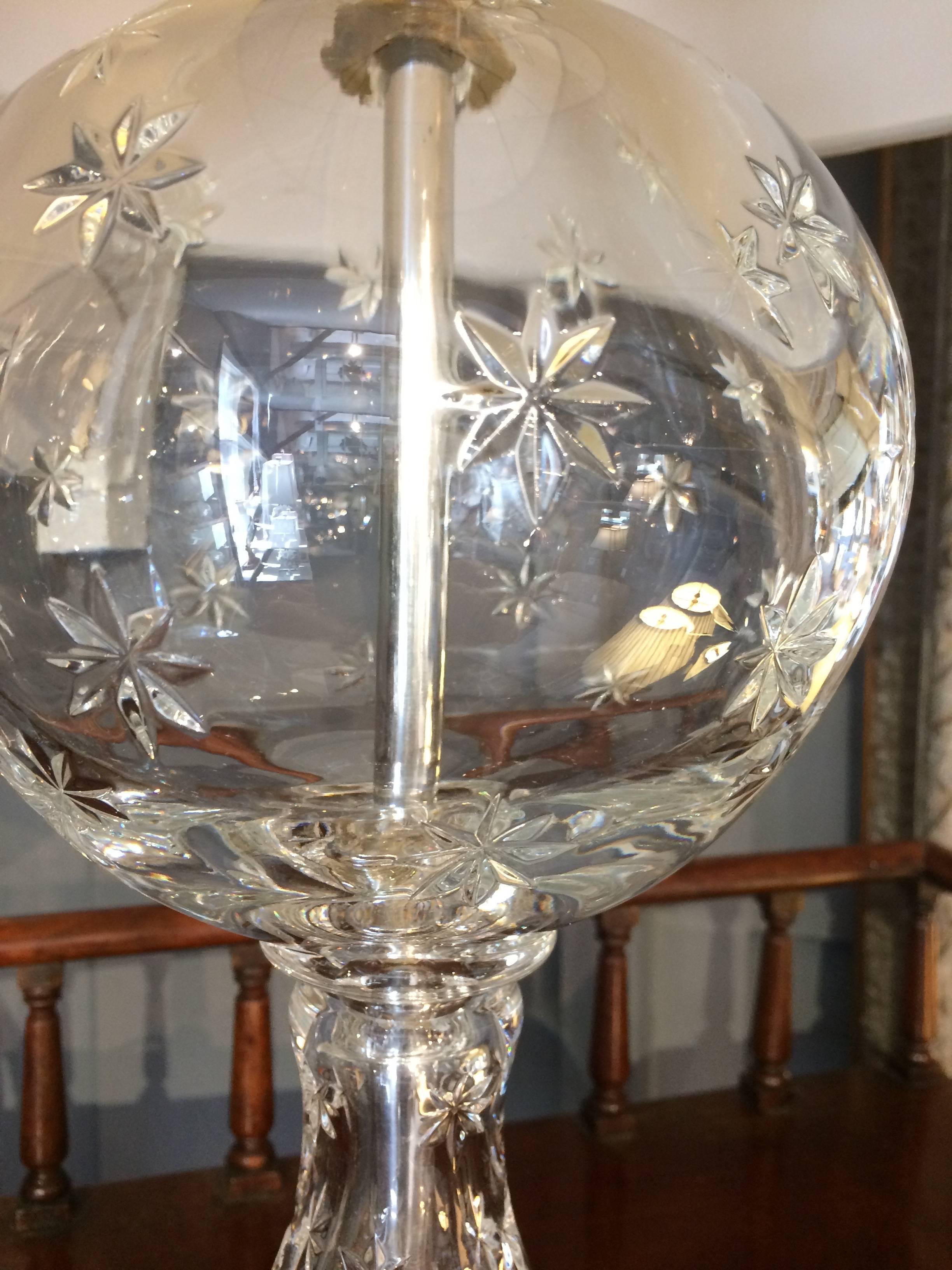 English Gorgeous Waterford Crystal Globe Table Lamp