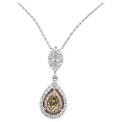 White and Natural Fancy Color Diamond Pendant Necklace in 18k