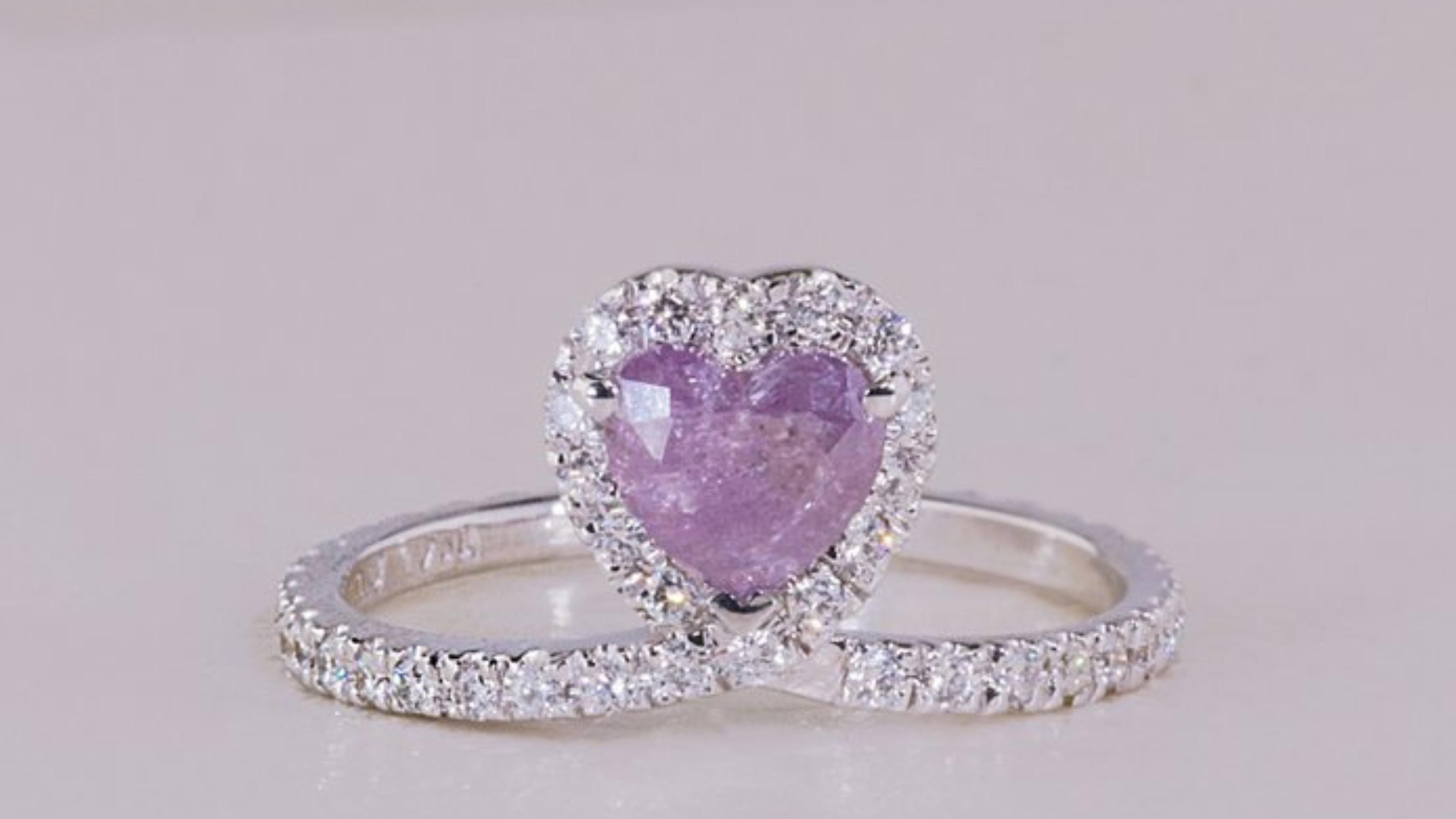 Women's Gorgeous White Gold .67ct. Heart Brilliant Pave Diamond Ring For Sale