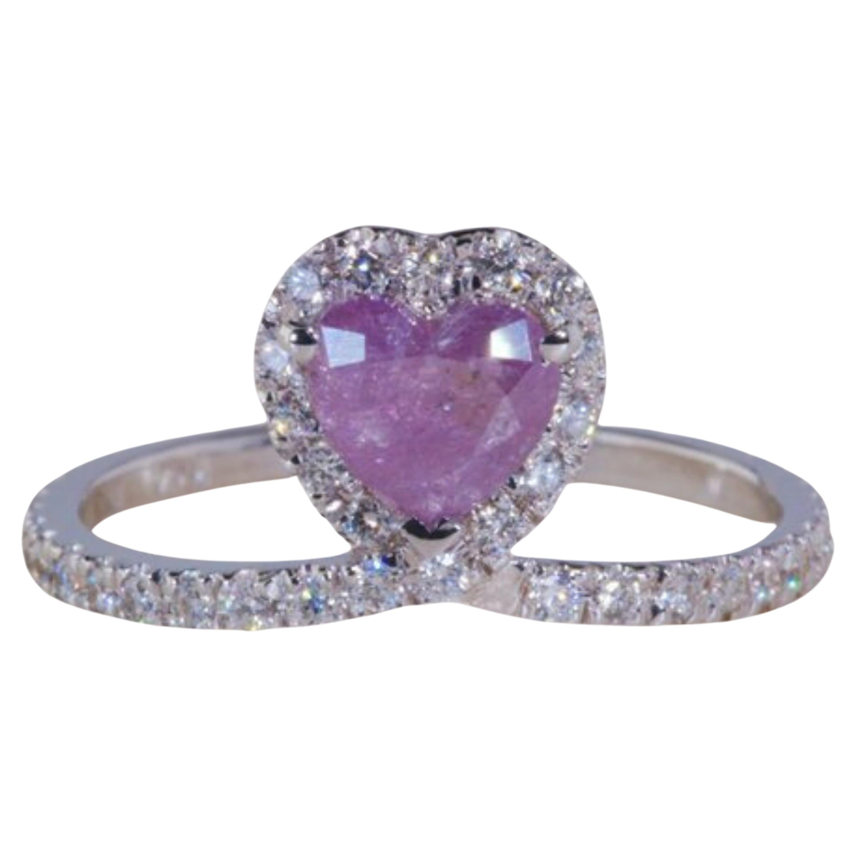 Gorgeous White Gold .67ct. Heart Brilliant Pave Diamond Ring For Sale