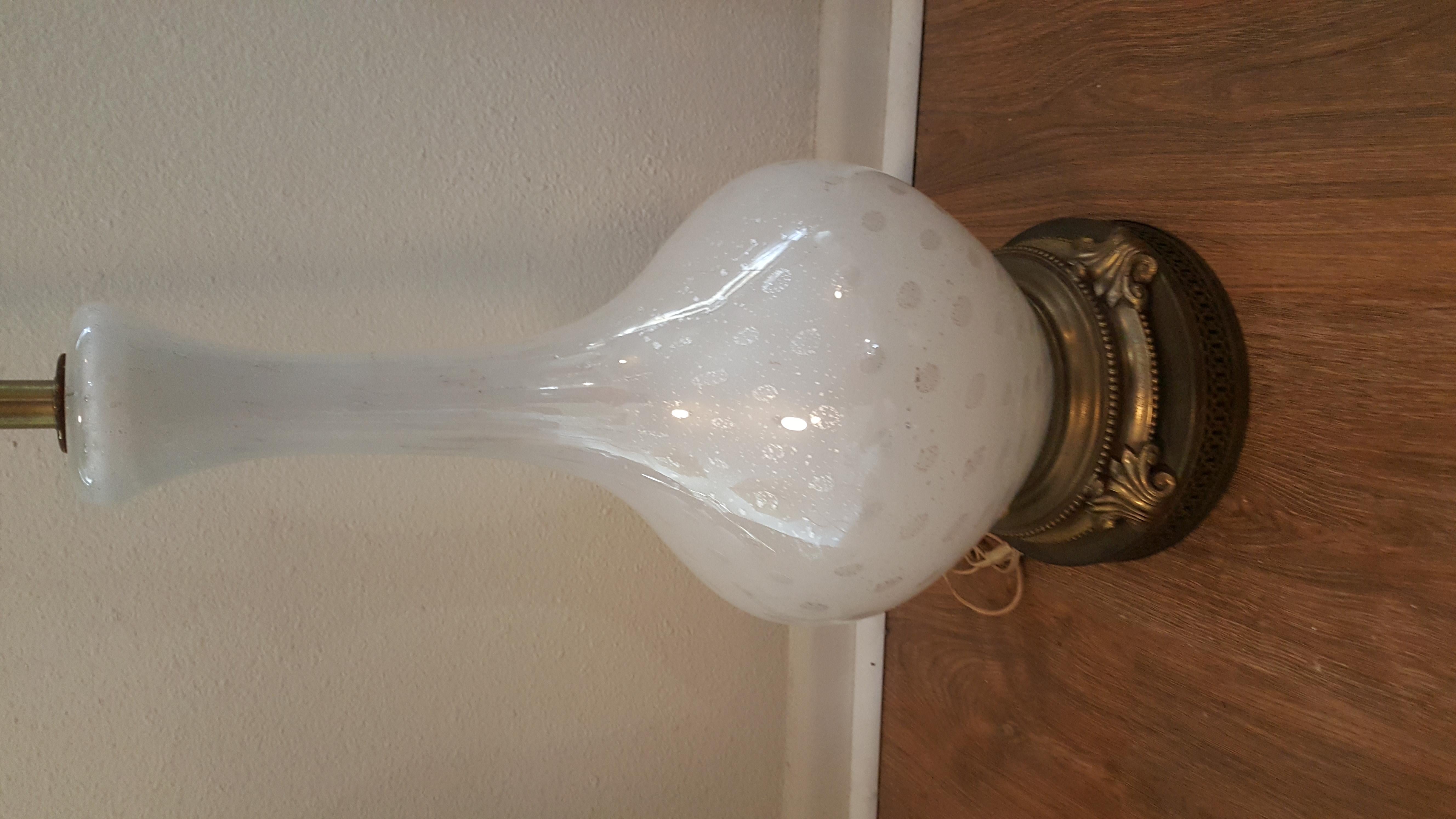 American Colonial Gorgeous White Murano Lamp For Sale