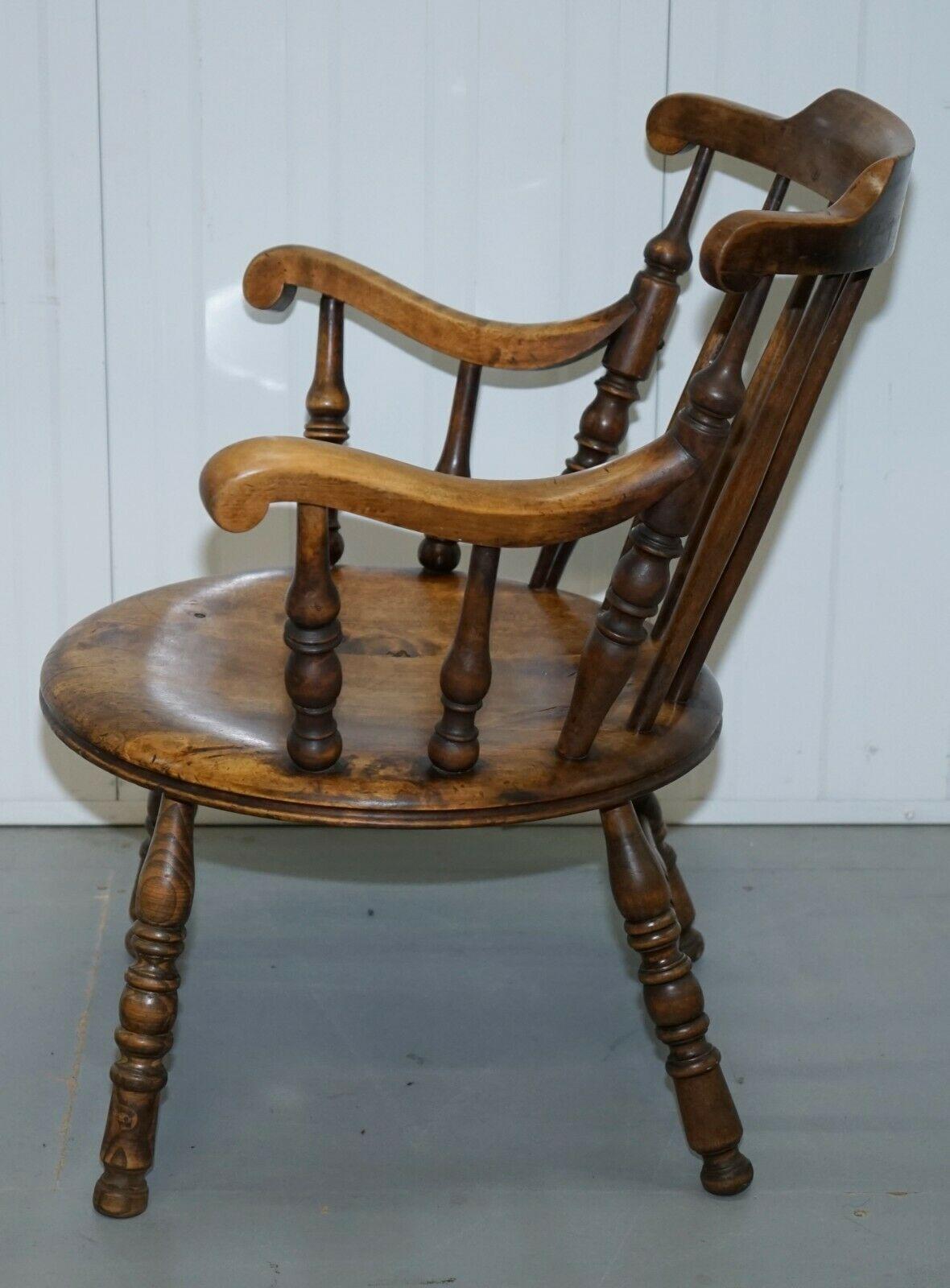 English Gorgeous Windsor Low Back Beechwood Carver Armchair on Ball and Reel Legs For Sale
