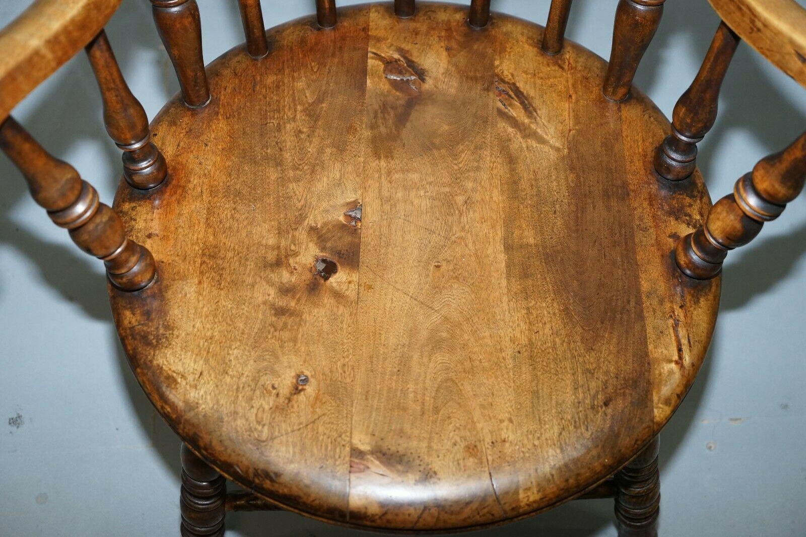 19th Century Gorgeous Windsor Low Back Beechwood Carver Armchair on Ball and Reel Legs For Sale
