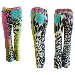 Gorgeous Y2K Robert Cavalli Just Cavalli Colorful Rainbow Leopard Pants Jeans