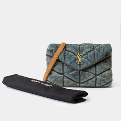 Gorgeous YSL Loulou Mini shoulder flap bag in quilted blue denim, GHW