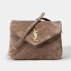 Gorgeous YSL Loulou Toy shoulder bag in brown quilted suede, GHW