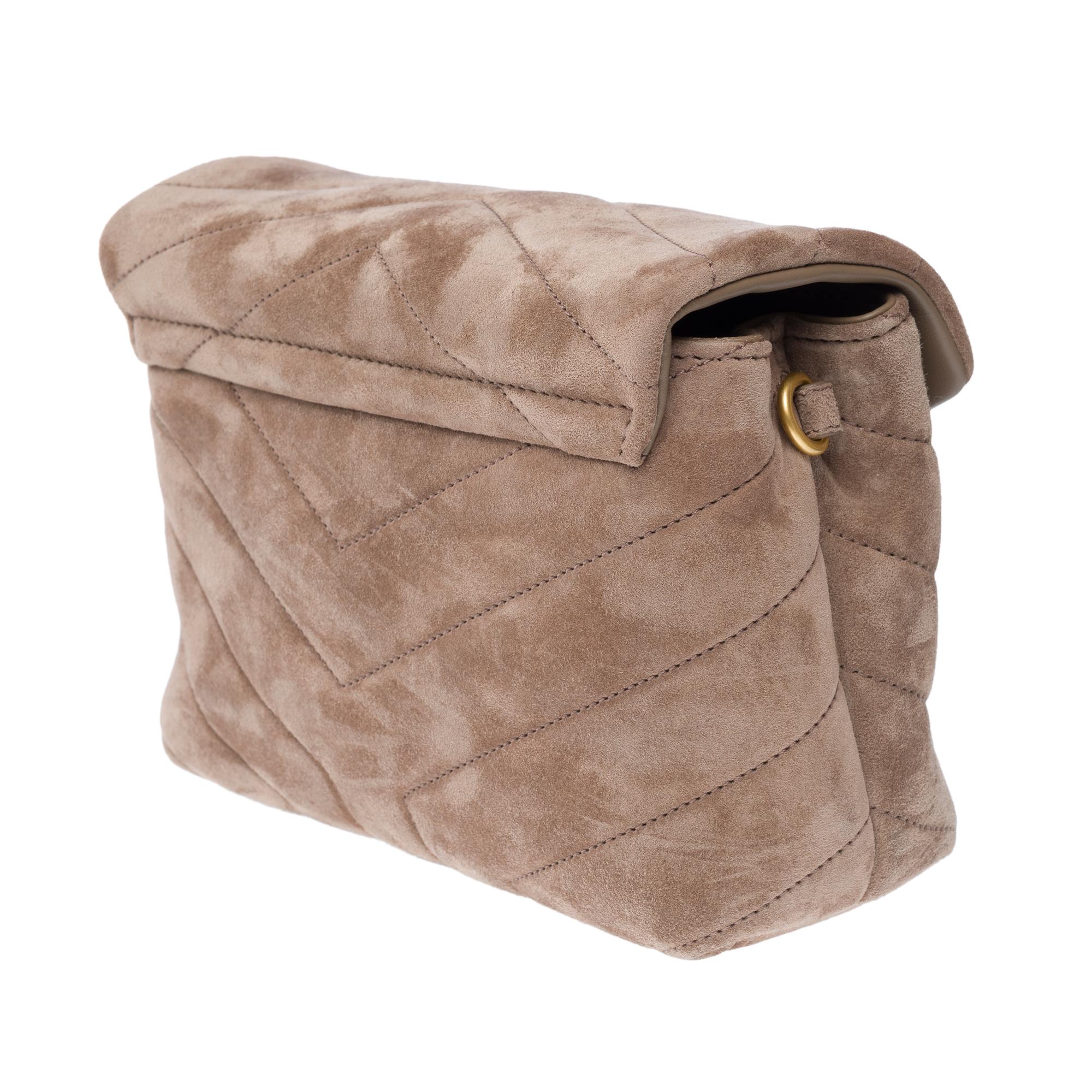 Gorgeous YSL Loulou Toy shoulder bag in brown quilted suede, GHW For Sale 1