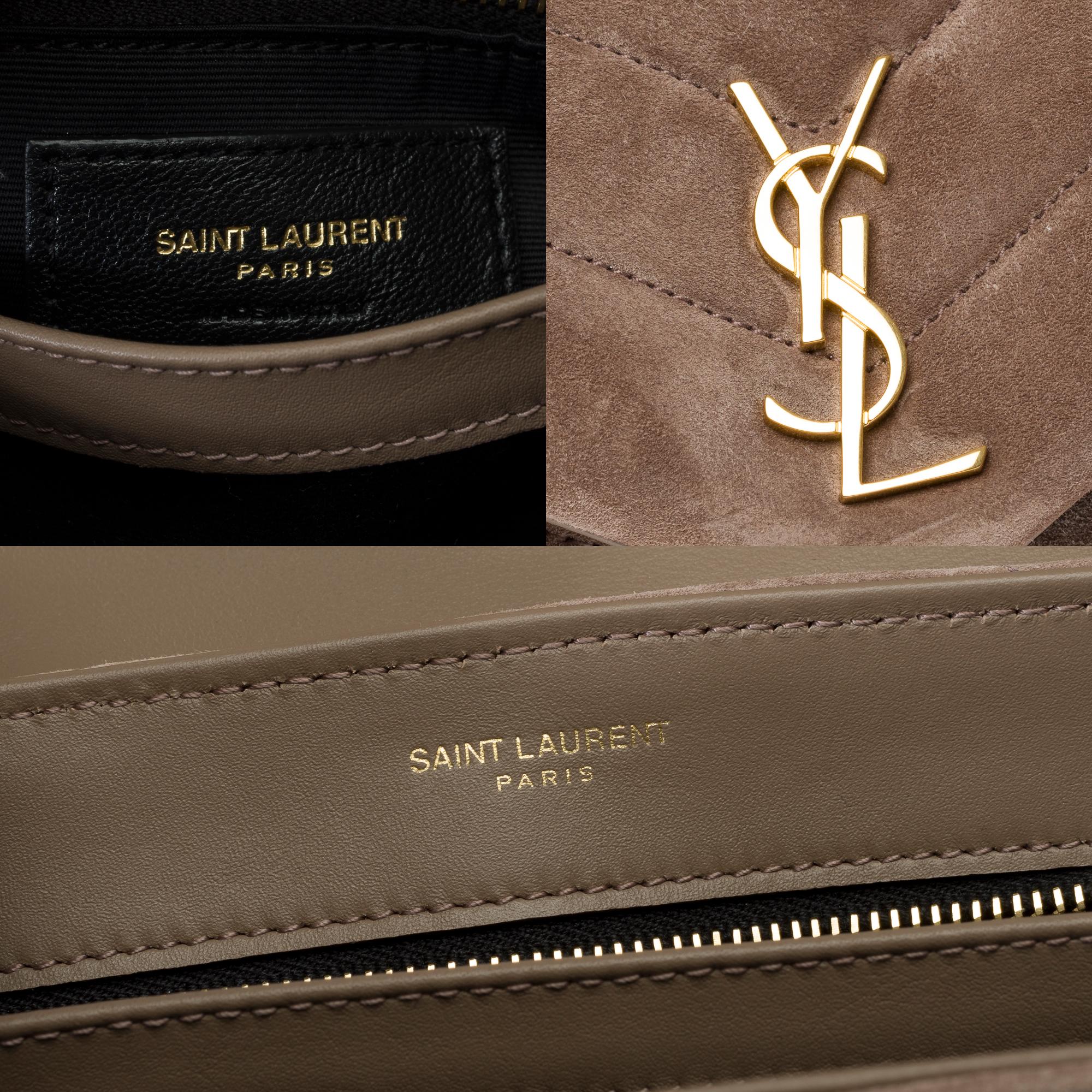 Gorgeous YSL Loulou Toy shoulder bag in brown quilted suede, GHW For Sale 2