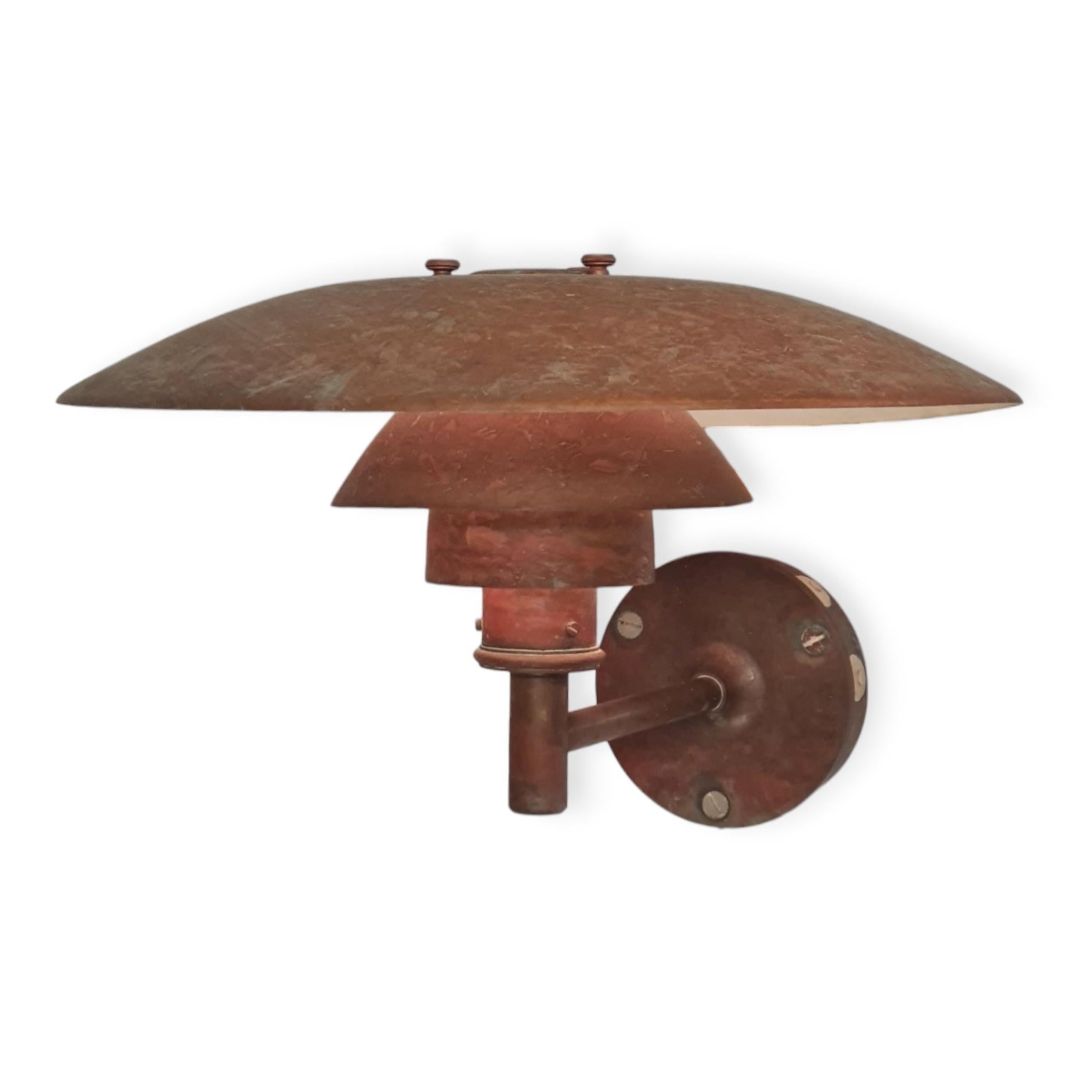 Metal Pair of Outdoor Copper Poul Henningsen Wall Lamps, Louis Poulsen, Amazing Patina