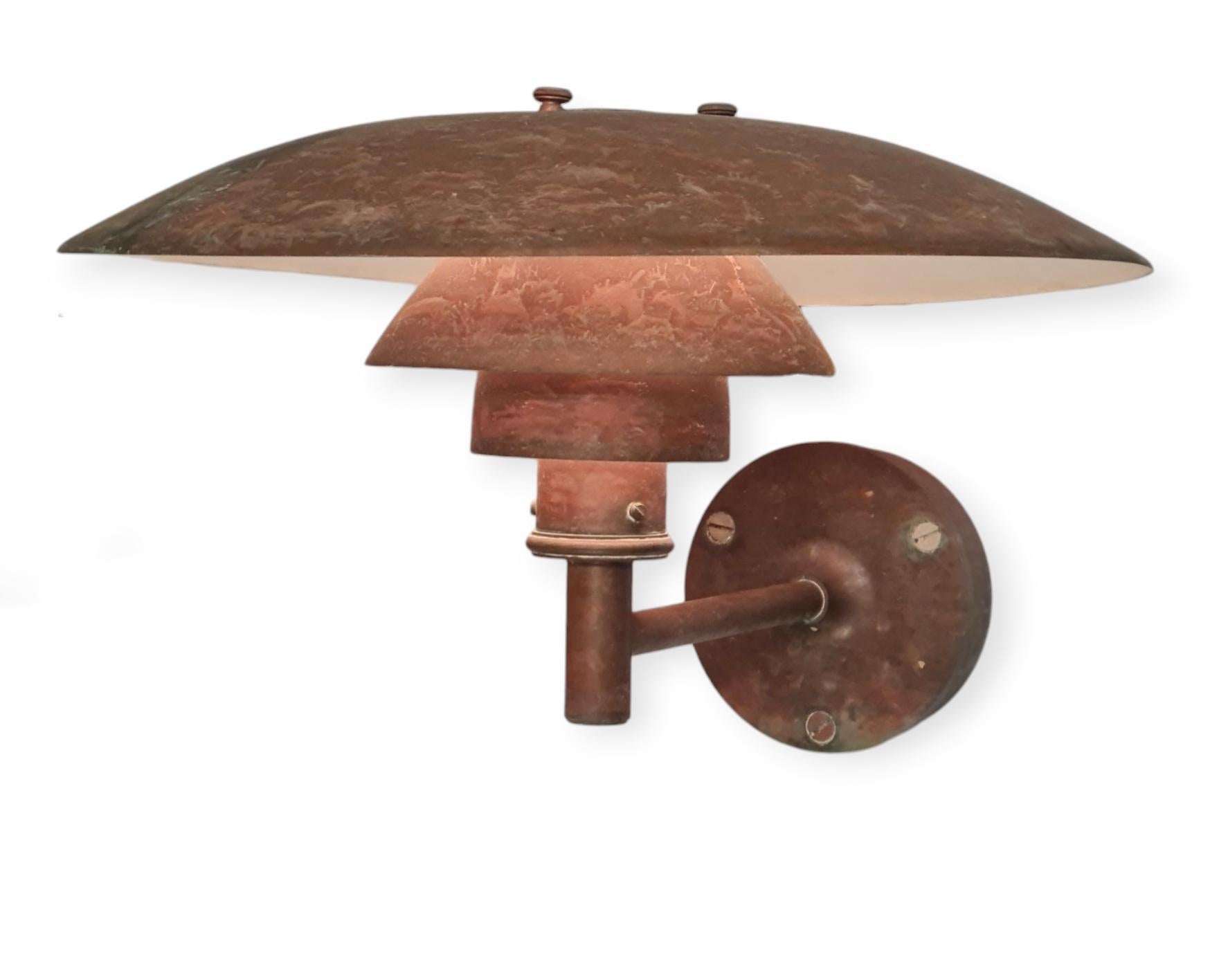 Pair of Outdoor Copper Poul Henningsen Wall Lamps, Louis Poulsen, Amazing Patina 1