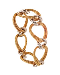 GORGES L'ENFANT 1972 Gourmettes Mailles geflochtenes Armband in zwei Tönen 18Kt Gold