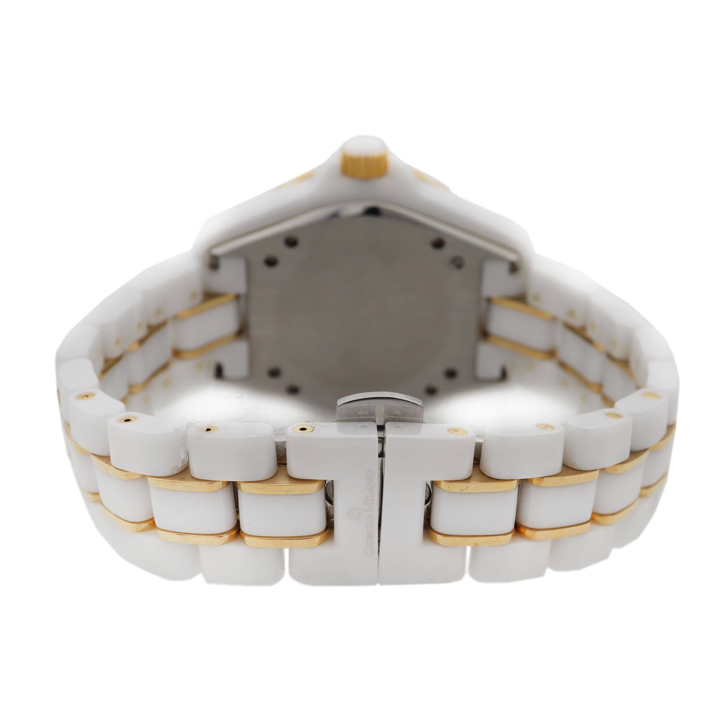 Gorgio Milano Ceramic White Dial Quartz Ladies Watch GM7060GLWH In New Condition In New York, NY
