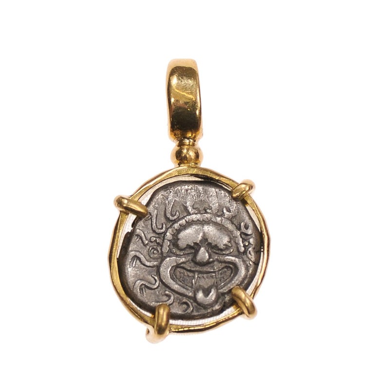 Gorgon and Anchor Drachm [coin] Pendant in 18kt Gold at 1stDibs