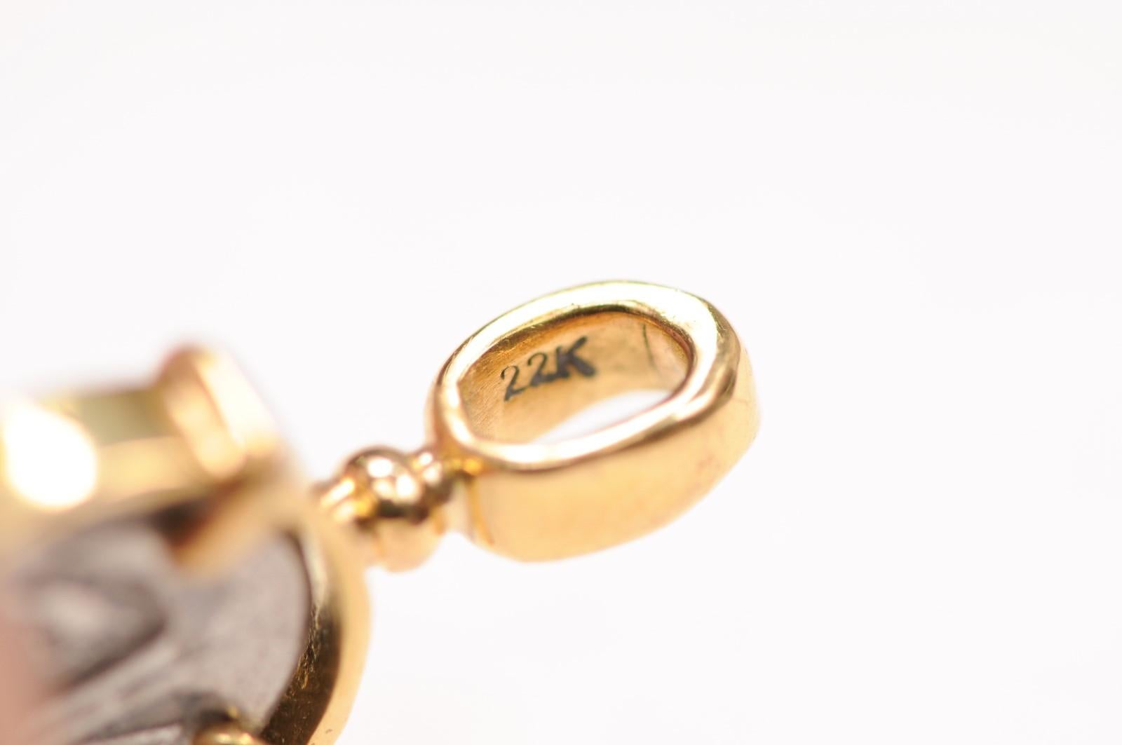 Femenino o masculino Colgante Dracma de Gorgona y Ancla [moneda] en oro de 18 quilates