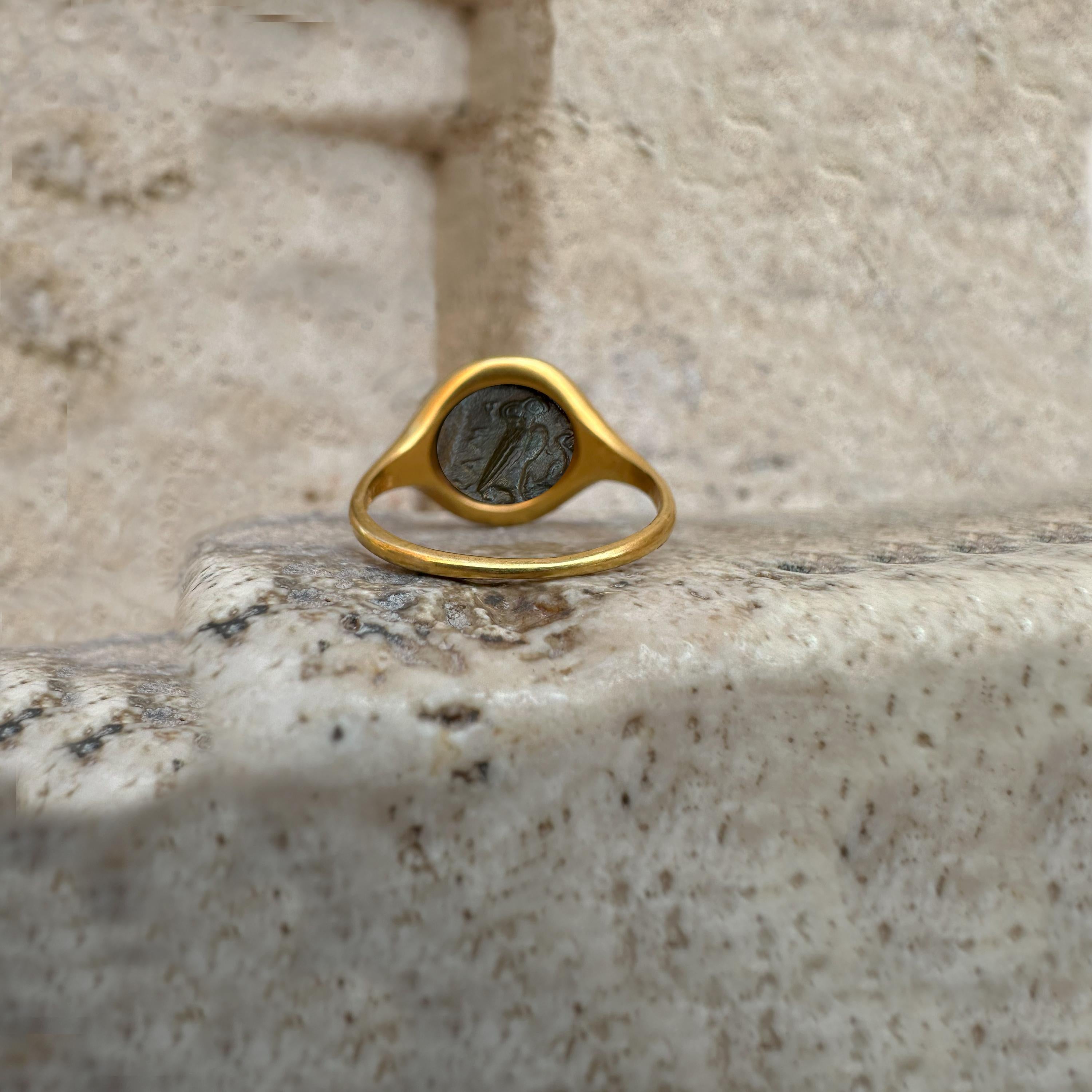 da uomo o donna GORGONE/MEDUSA Autentica moneta greca antica del 5° secolo a.C. Anello d'oro in vendita