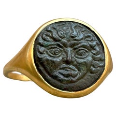 GORGONE/MEDUSA Autentica moneta greca antica del 5° secolo a.C. Anello d'oro