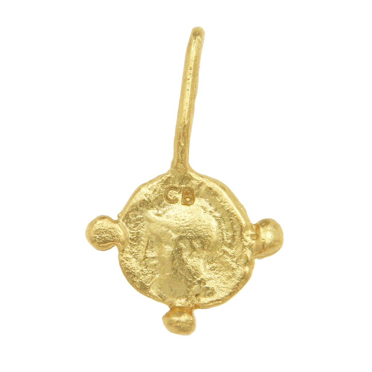Gorgoneion Amulet Pendant, 18 Karat Yellow Gold
Handcrafted and individually cast in solid yellow gold. Olivia carves each piece from wax, making these pendants unique, which we believe is what gives them their beauty. 
Ancient and rare coins are