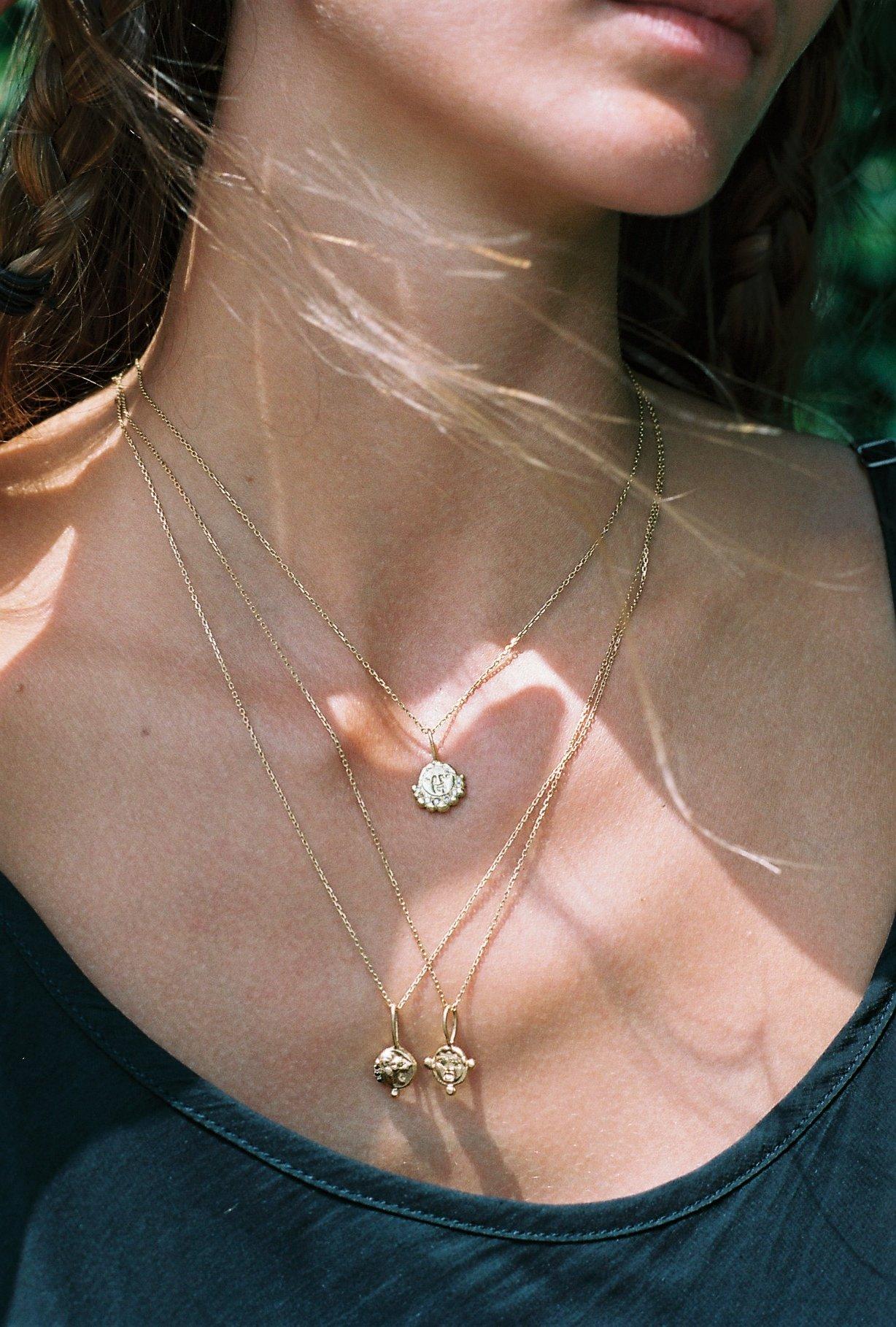 Women's or Men's Gorgoneion Amulet Pendant, 18 Karat Yellow Gold For Sale