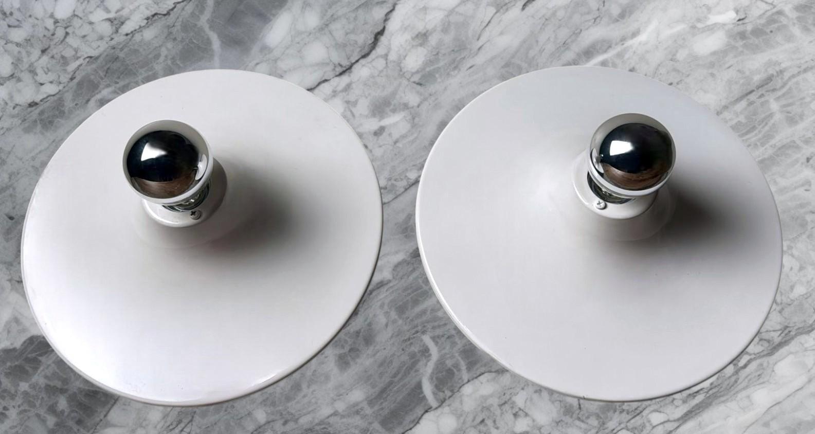 Gorgoni Gianluigi Style Pair of Italian Ceiling Wall Lamps in Lacquered Aluminum siglo XX en venta
