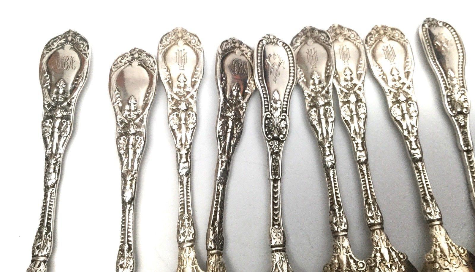 Lot de 9 cuillères à demi-tasse en argent sterling mythologique Gorham 1894 2