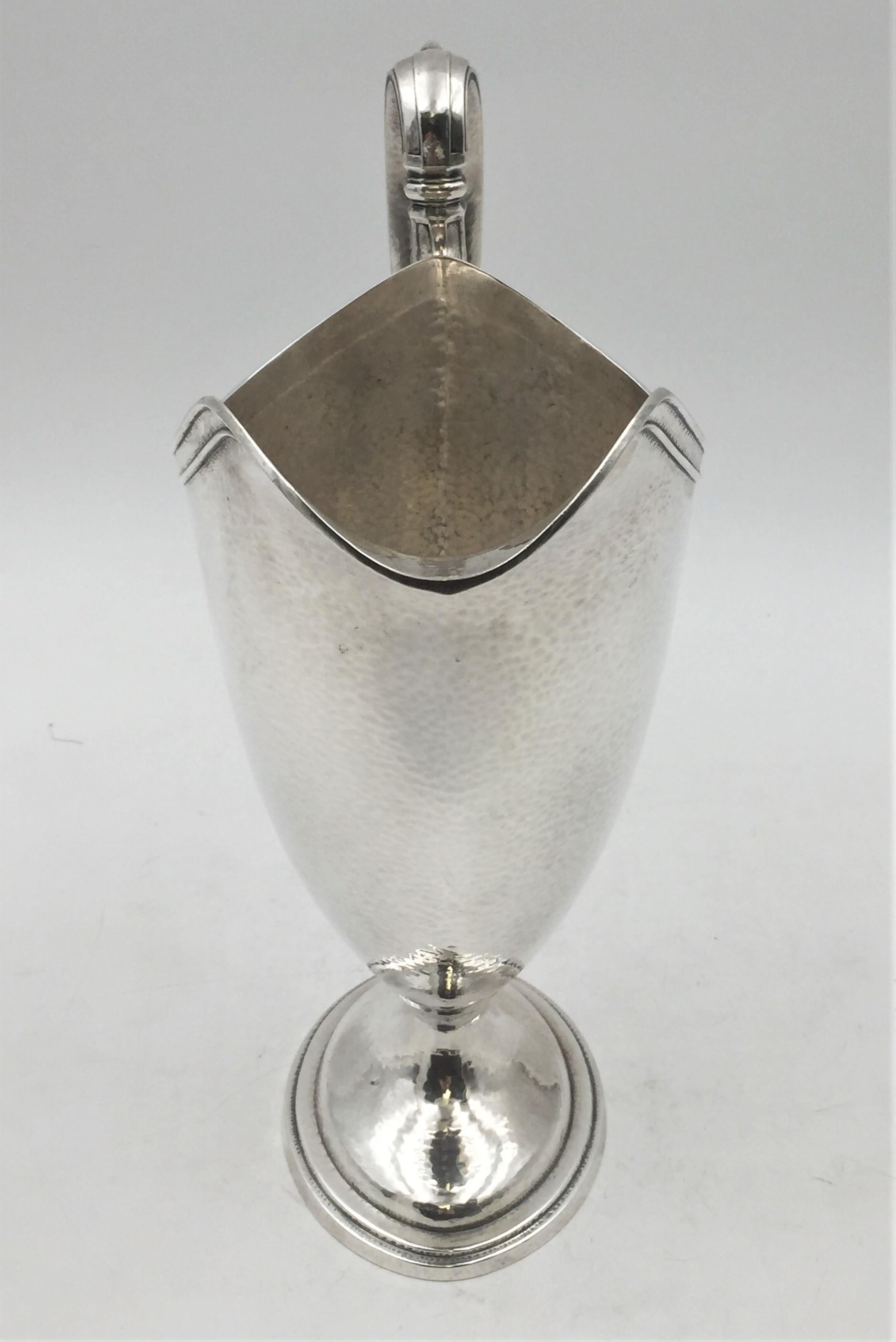 Early 20th Century Gorham 1919 Sterling Silver Hand Hammered Pitcher Jug in Art Deco Style For Sale