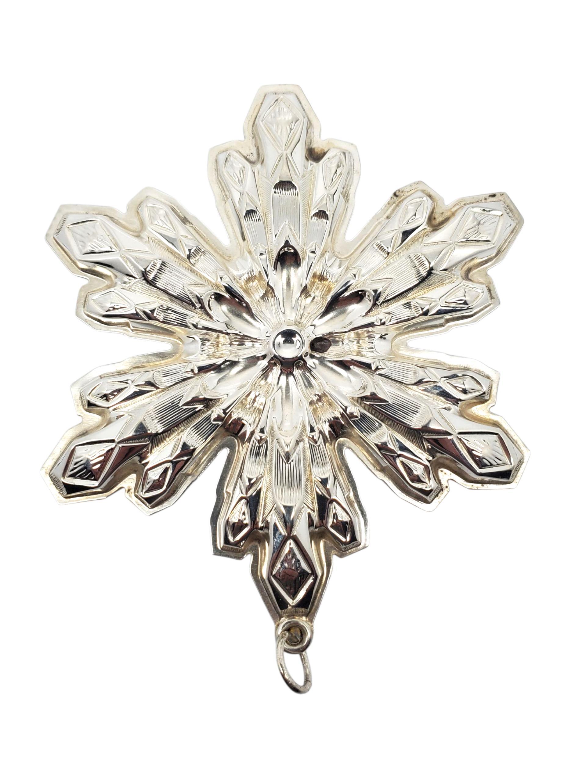 Contemporary Gorham 1974 Sterling Silver Christmas Snowflake Ornament #22524 For Sale