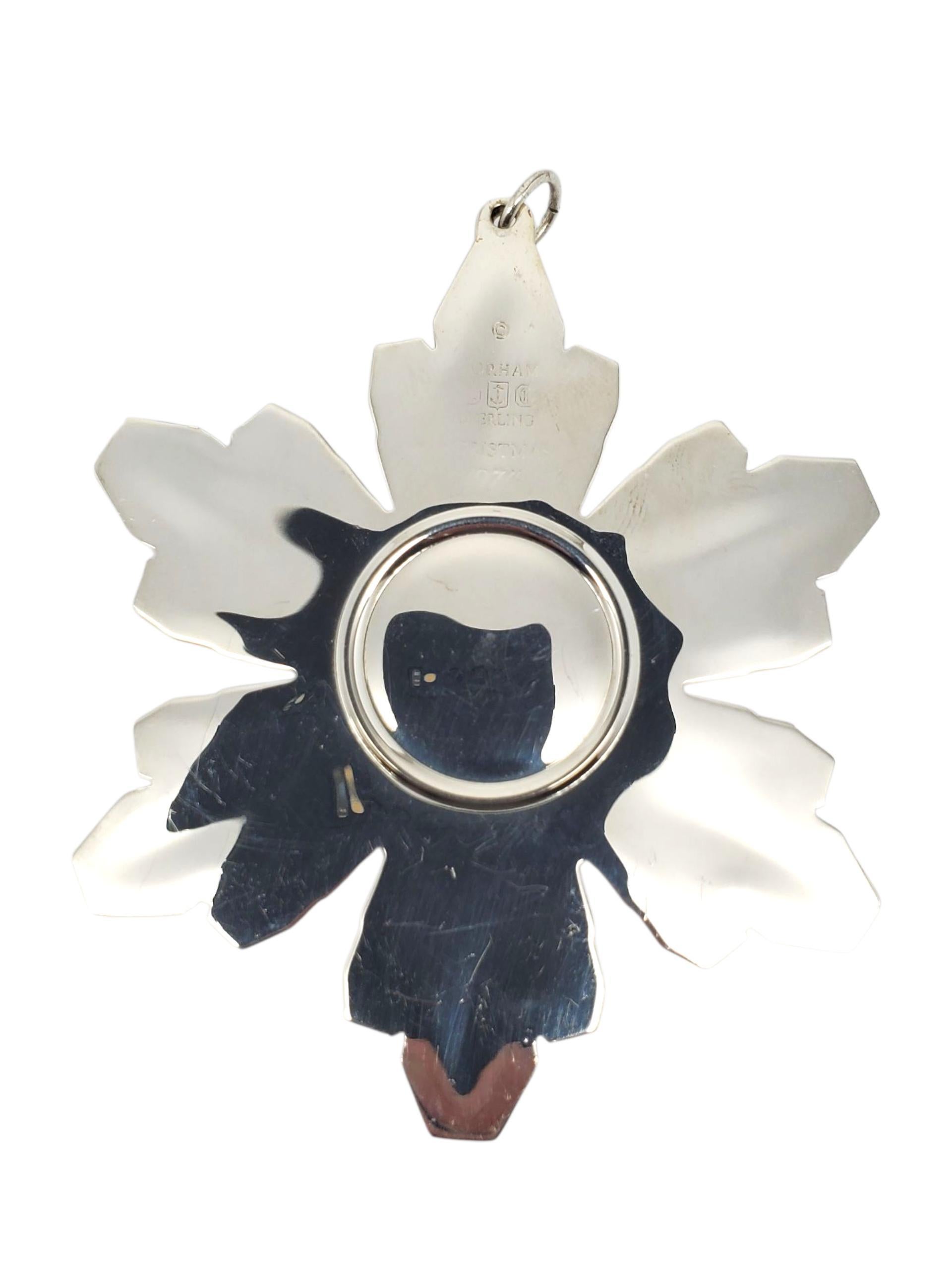 Women's or Men's Gorham 1974 Sterling Silver Christmas Snowflake Ornament #22524 For Sale