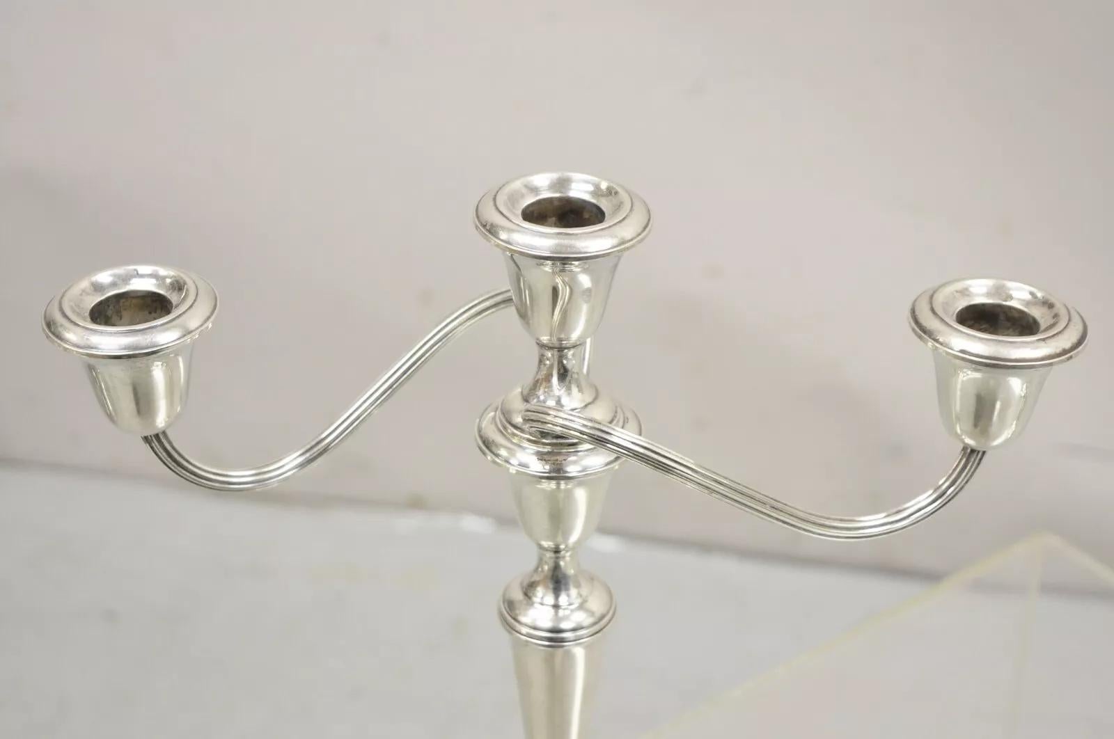 Unknown Gorham 808/1 Weighted Sterling Silver 3 Light Candlestick Candle - a Pair