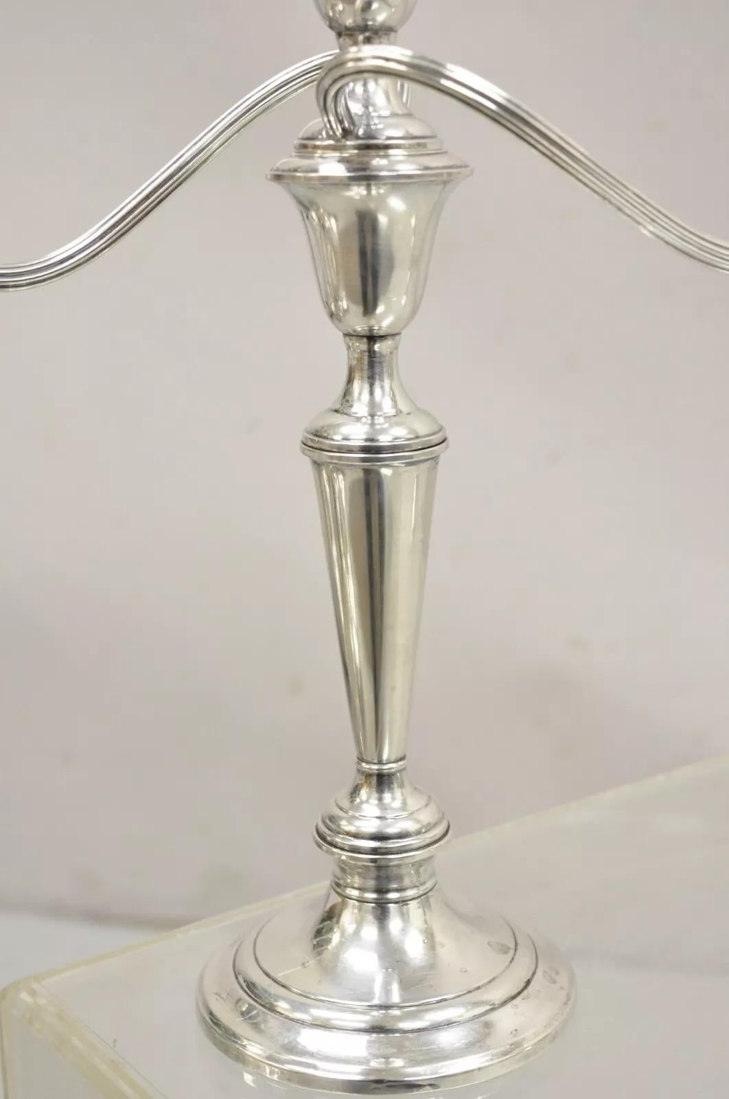 Gorham 808/1 Weighted Sterling Silver 3 Light Candlestick Candle - a Pair In Good Condition In Philadelphia, PA