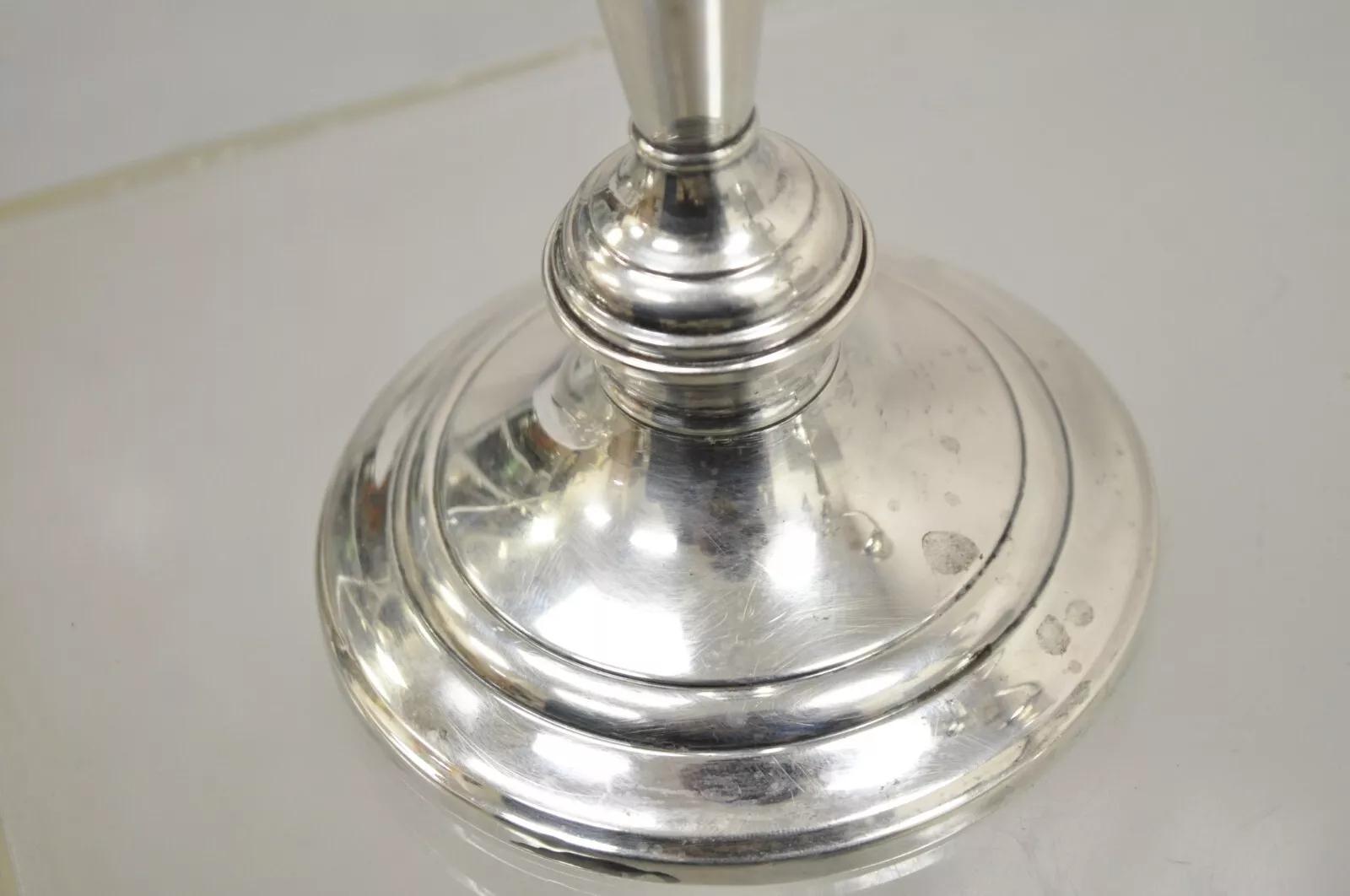 Gorham 808/1 Weighted Sterling Silver 3 Light Candlestick Candle - a Pair 1