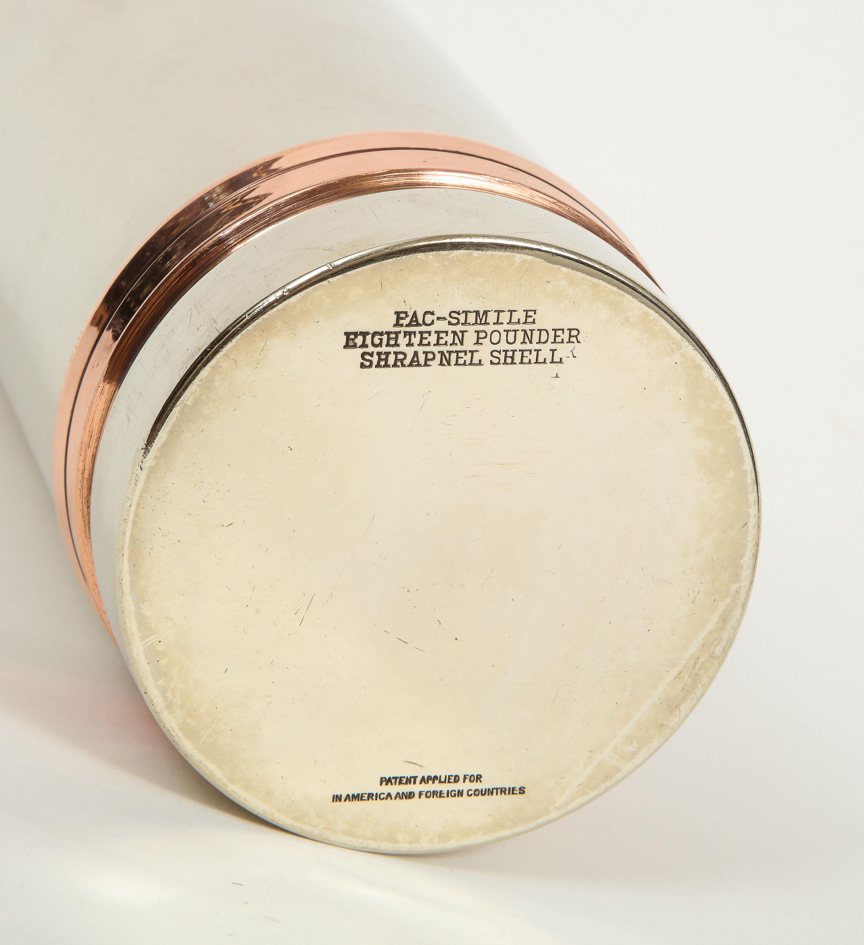 Gorham, a Rare Artillery Shell Cocktail Shaker, circa 1918 3