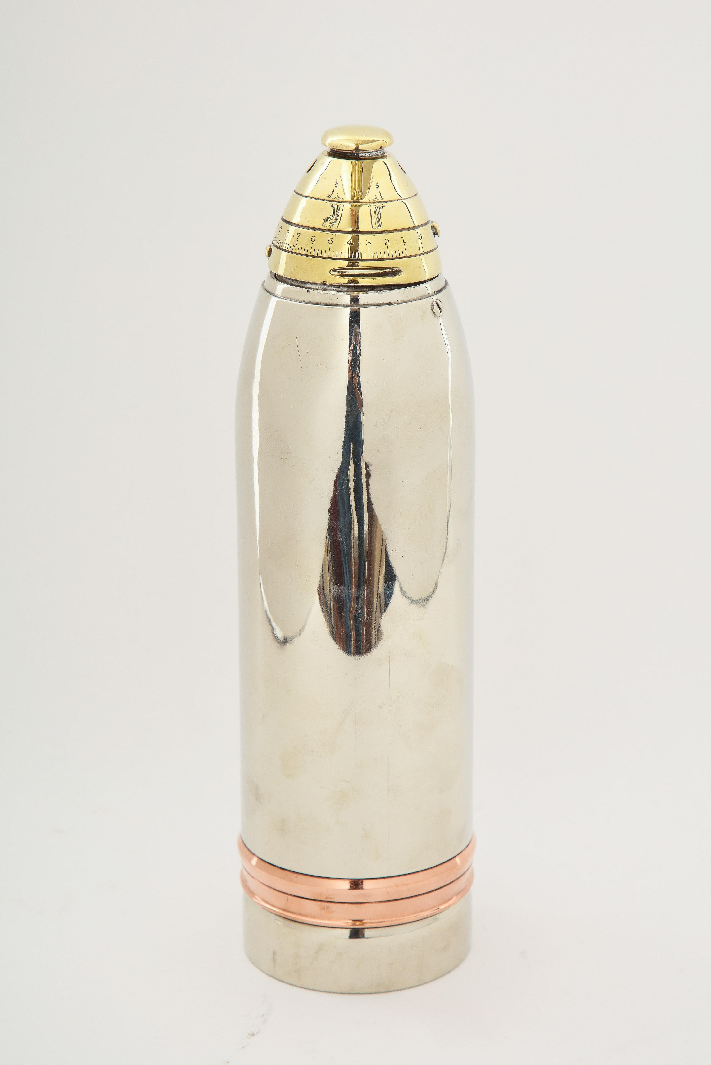 American Gorham, a Rare Artillery Shell Cocktail Shaker, circa 1918